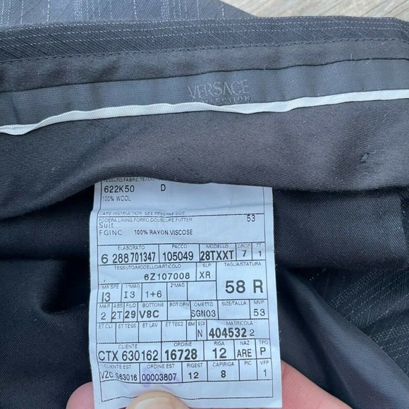 Versace Men Suits Two Piece Blazer Pant 100% Wool Suiting Size 58R Read Descr - Picture 12 of 14